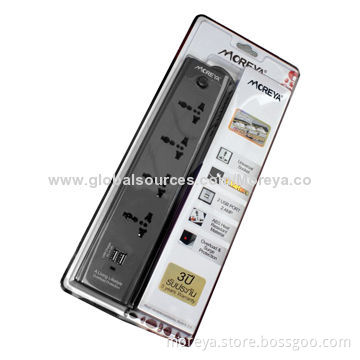 USB Spike Guard with 4-outlet, Can Charge Mobiles and Tablet PCs Without AC Adapter